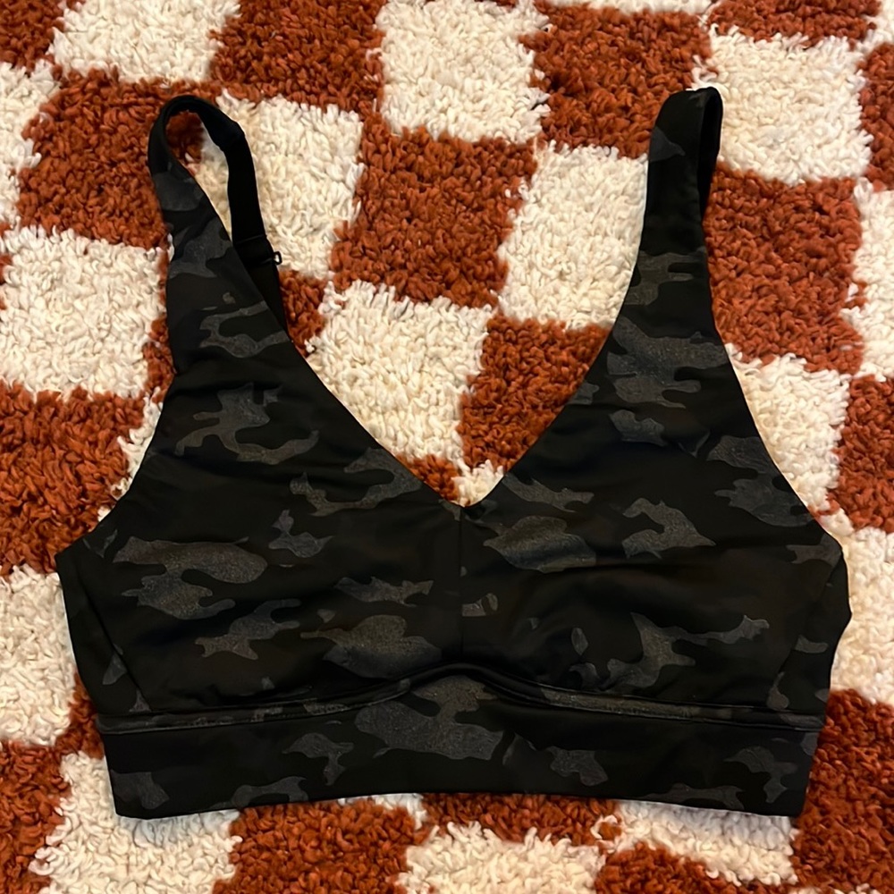 Fabletics Grey Camo Sports Bra